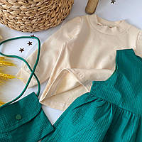 Костюм сарафан та кофта на дівчинку із сумочкою Зелений 8802 12, XHH.KIDS, Зелёный, Девочка, Весна Осень, 3 года