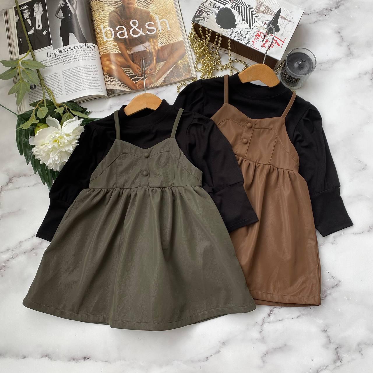 Комплект (2) Сарафан і гольф Хакі 8811 12, XHH.KIDS, Хакі, Дівчинка, Весна Осінь, 3 роки, фото 1