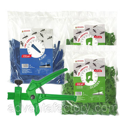 Комплект СВП Advanta 1мм (1000 основ + 250 клинів + пластиковий інструмент), фото 1