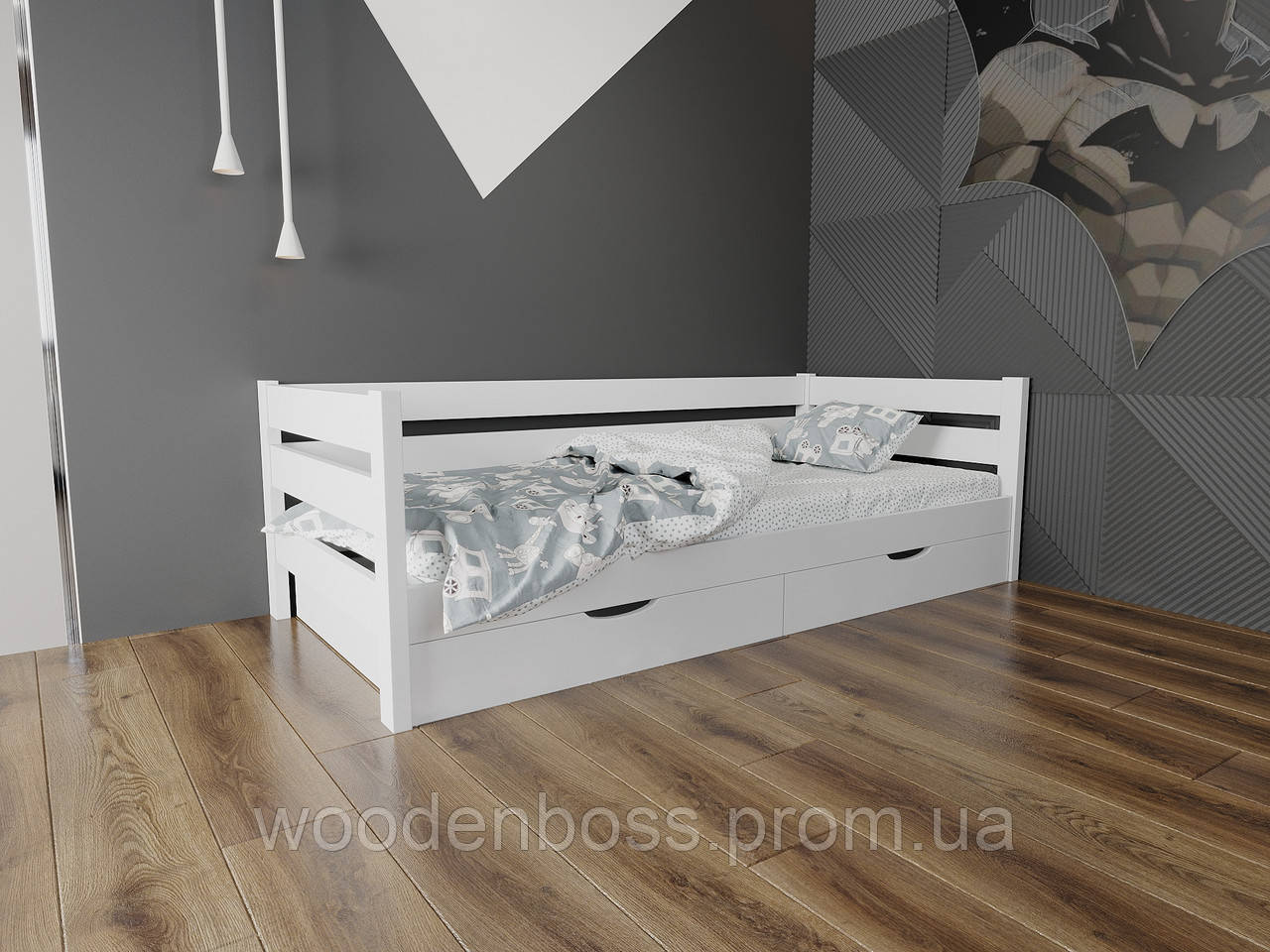 Ліжко дитяче підліткове від "Wooden Boss" Амелі (спальне місце 90 см х 190/200 см)