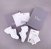 Кроссовки женские натуральная кожа Christian Dior White осень/зима с мехом