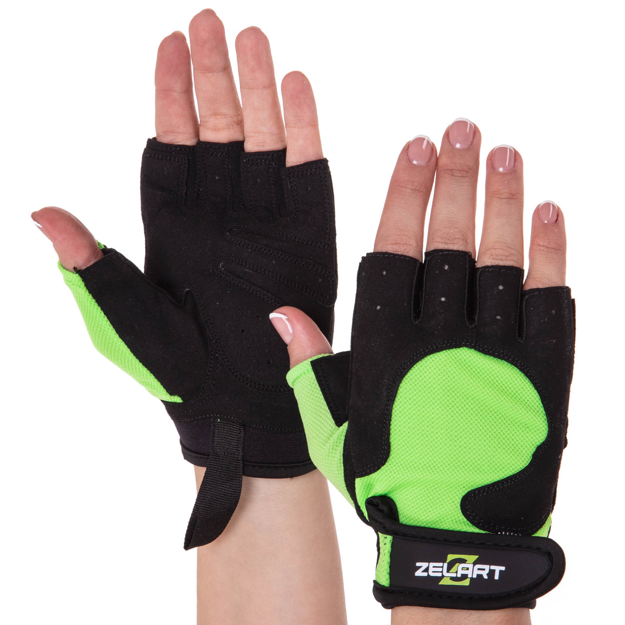 Рукавиці для фітнесу рукавички спортивні Zelart Fitness Gloves 161740 розмір XS Black-Green