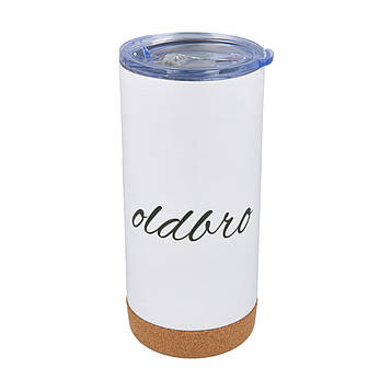 Стакан OldBro Для Старого Друга  з корковим дном 480мл White із нержавіючої сталі з подвійними стінками