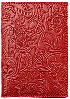 Кожаная Обложка для Паспорта на Документы Женская Мужская Villini 015 Красная