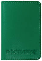 Кожаная обложка на id паспорт, для документов права, техпаспорт Villini 020 Зеленая