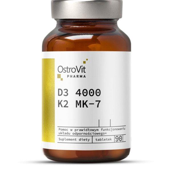 Витамин Д3 4000 МЕ и К2 OstroVit (Pharma D3 4000 IU+K2 MK-7) 90 таблеток - фото 1 - id-p1872904744