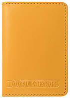 Кожаная обложка на id паспорт, для документов права, техпаспорт Villini 020 Желтая