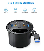 ORICO DESK-2U1C USB 3.0 + Type C + Audio концентратор USB hub розгалужувач, фото 6