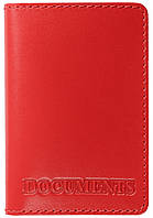Кожаная обложка на id паспорт, для документов права, техпаспорт Villini 020 Красная