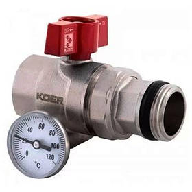 Кран із накидною гайкою та термометром прямий 1" KR.1032 Czech Product