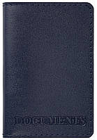 Кожаная обложка на id паспорт, для документов права, техпаспорт Villini 020 Темно-Синяя