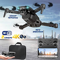 Квадрокоптер FPV з двома камерами Wi-Fi Drone 4К-E99Pro автозависання, 360°, фліп, сенсори перешкод