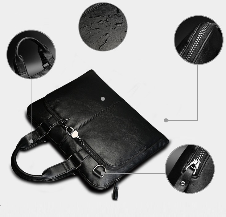 Качественная мужская сумка для ноутбука эко кожа, мужской портфель под ноутбук, планшет, лаптоп, макбук - фото 6 - id-p1872906508
