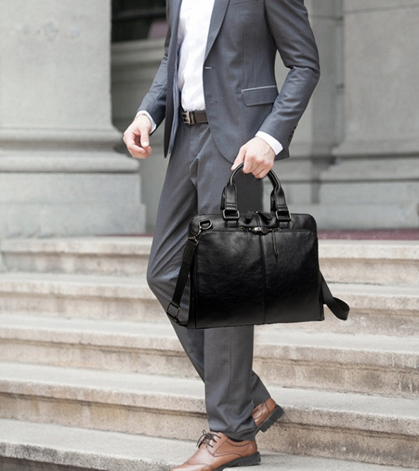 Качественная мужская сумка для ноутбука эко кожа, мужской портфель под ноутбук, планшет, лаптоп, макбук - фото 8 - id-p1872906508