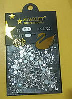 Стразы starlet professional, ss2-ss20, цвет серебро, 720 шт.