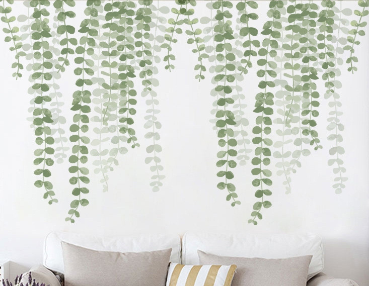 Наклейка на стіну Різнобарвні рослини, що звисають  (лист 60 х 90 см) Б296-22