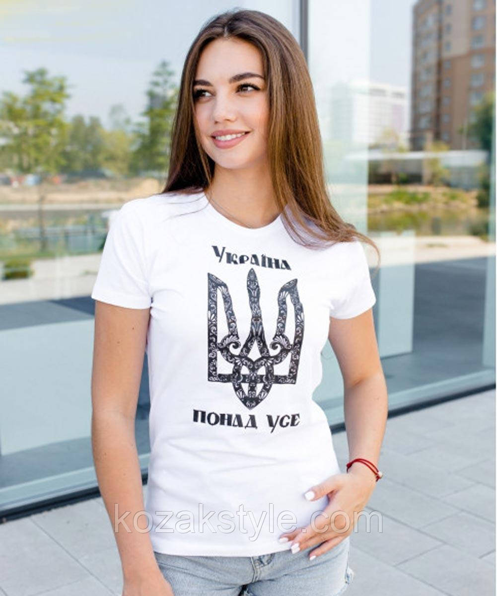 Жіноча футболка Україна понад усе біла