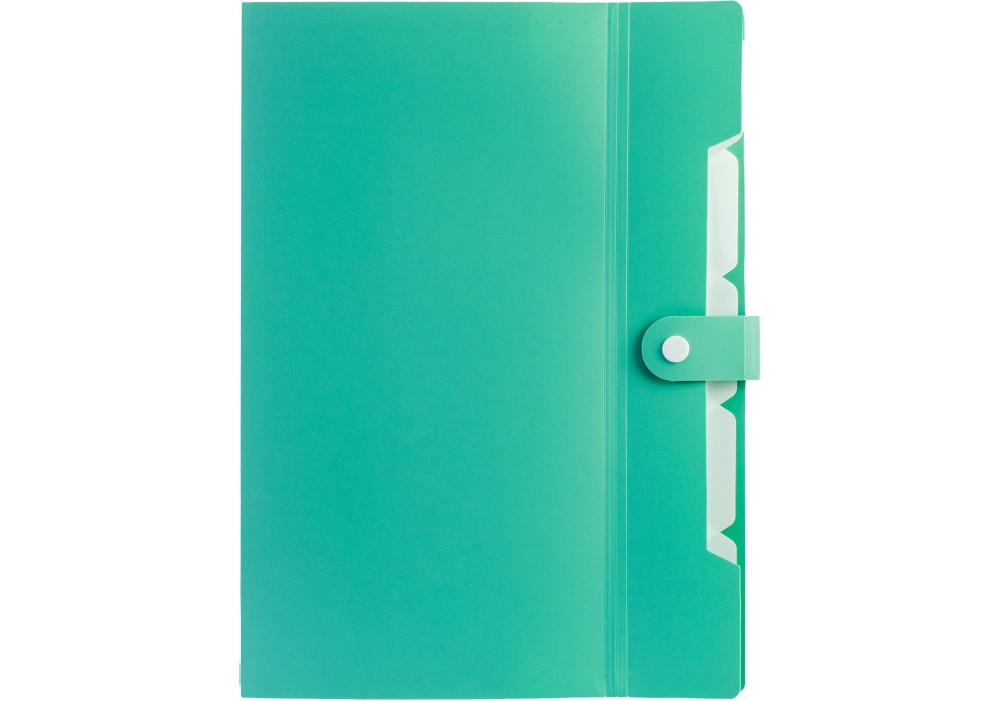 Папка на 6 відділень на кнопці з розширенням, м'ятна, фото 1
