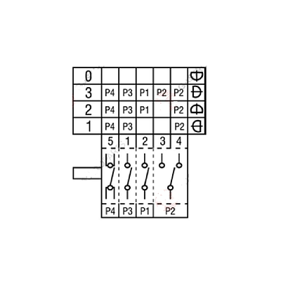 Перемикач EGO 43.34232.000 (32А 4 положення 3NO/1CO) для плити, марміту, гриля та ін., фото 2