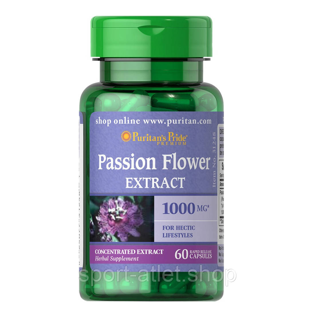 Натуральна добавка Puritan's Pride Passion Flower 1000 mg, 60 капсул
