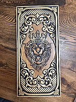 Нарды из дерева, с изображением Льва в короне