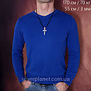 Шовкова срібна цепочка з хрестиком чоловіча. Срібний хрестик чоловічий та шовковий шнурок зі срібним замком. 55 см, фото 8