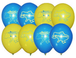 Кулі латексні Я кохаю Україну 10"(25см) пастель асорті  2 штампа В упак: 100шт.