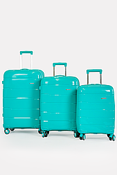 Набір пластикових валіз 4-х колісних Three Birds 2021-10-74 бірюзовий