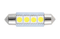 Светодиод Winso SV8.5 T11x39 12V 4LEDS SMD 5630 WHITE 127510 (10шт)