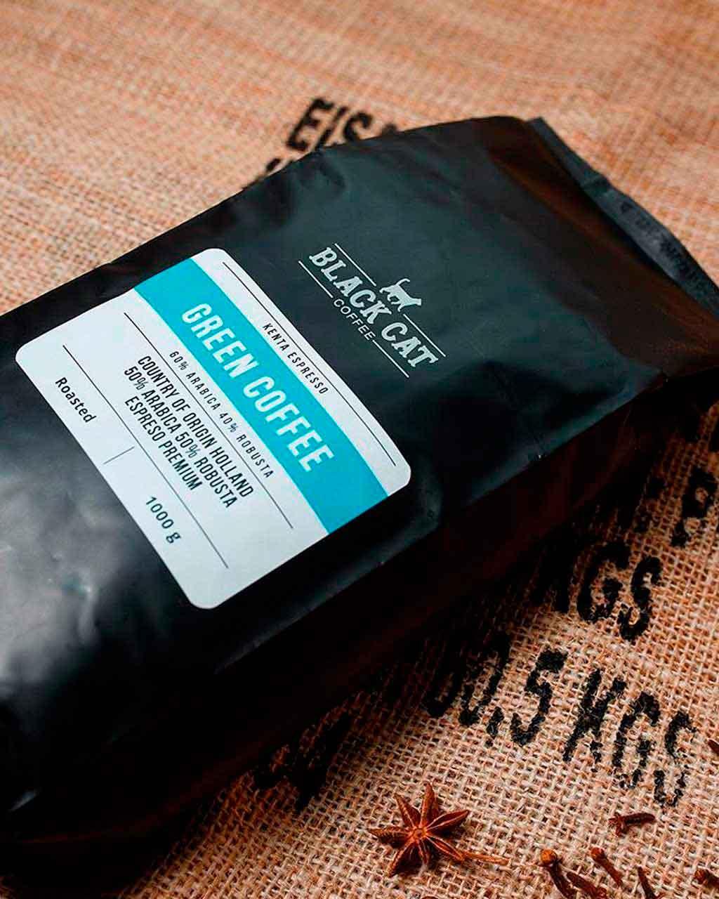 Кофе в зернах Black Cat Green 50% Арабики 50% Робуста 1 кг (11-353) - фото 2 - id-p1873013501
