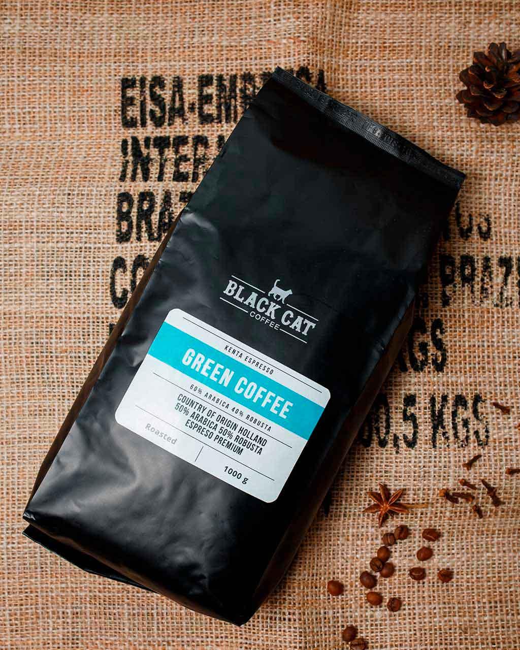 Кофе в зернах Black Cat Green 50% Арабики 50% Робуста 1 кг (11-353) - фото 3 - id-p1873013501