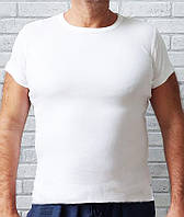 Белая трикотажная футболка мужская, базовые футболки мужские нательные