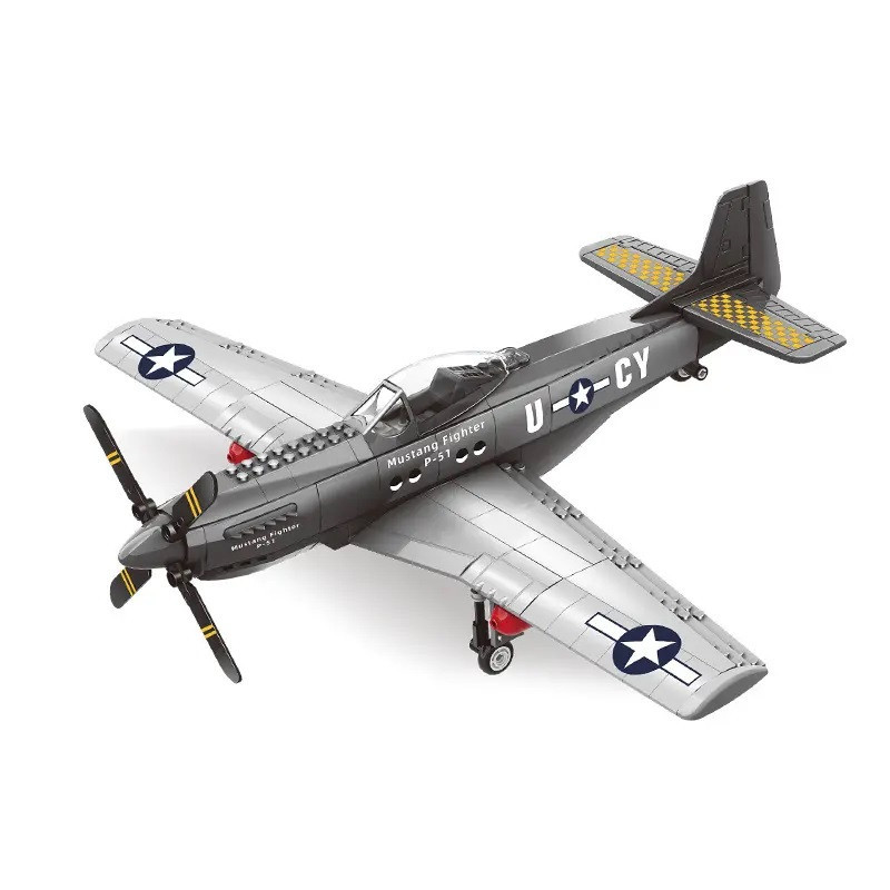 Конструктор Wange Винищувач P-51 Mustang Fighter 4006, літак 258 деталей, пластиковий, блоковий