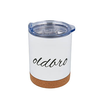 Кавова кружка OldBro Для Старого Друга з корковим дном 360мл White із нержавіючої сталі з подвійними стінками