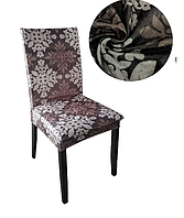 Декоративные чехлы на стулья натяжные, чехлы мягкие на стулья универсальные со спинкой из велюра абстракция