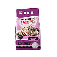 Супер Бенек Бентонитовый Компактный наполнитель для кошачьего туалета с ароматом лаванды, 5 л