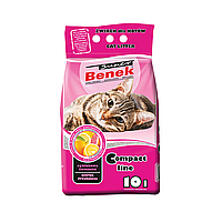 Супер Бенек Бентонитовый Компактный наполнитель для кошачьего туалета с ароматом цитрусовой свежести, 10 л