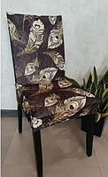 Декоративные чехлы на стулья натяжные, чехлы мягкие на стулья универсальные со спинкой без юбки велюр