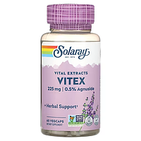 Solaray, Экстракт ягод витекса, Vitex, для женского здоровья, 225 мг, 60 капсул с оболочкой