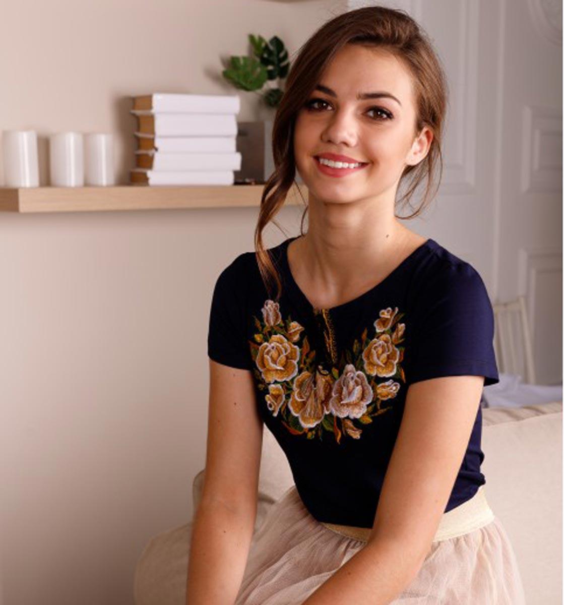 Футболка вишита Тиффані синя