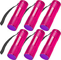 LEAGY 6 Pack UV Ultra Violet Blacklight 9 Світлодіодний ліхтарик Факел на відкритому повітрі і т. д. 5 шт (рожевий)