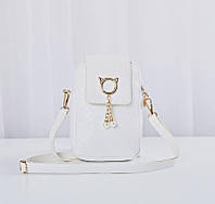 Маленькая женская сумка для телефона с плечевым ремешком белая White