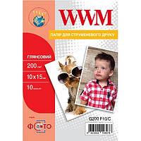 Фотопапір WWM глянсовий 200Г/м2, 10х15 см, 10 л (G200.F10/C)