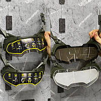 Тактические баллистические очки маска VULPO Flip для шлема. Военные очки с регулировкой на 90° вверх и вниз. Черный, Олива