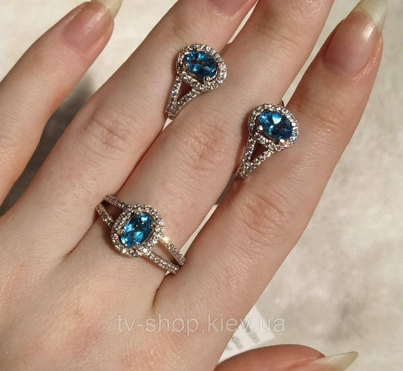 Набір зі срібла Лазур із топазом р.18, фото 1