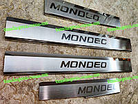 Накладки на пороги FORD MONDEO V 5D *2014- Форд Мондео премиум комплект нержавейка с логотипом