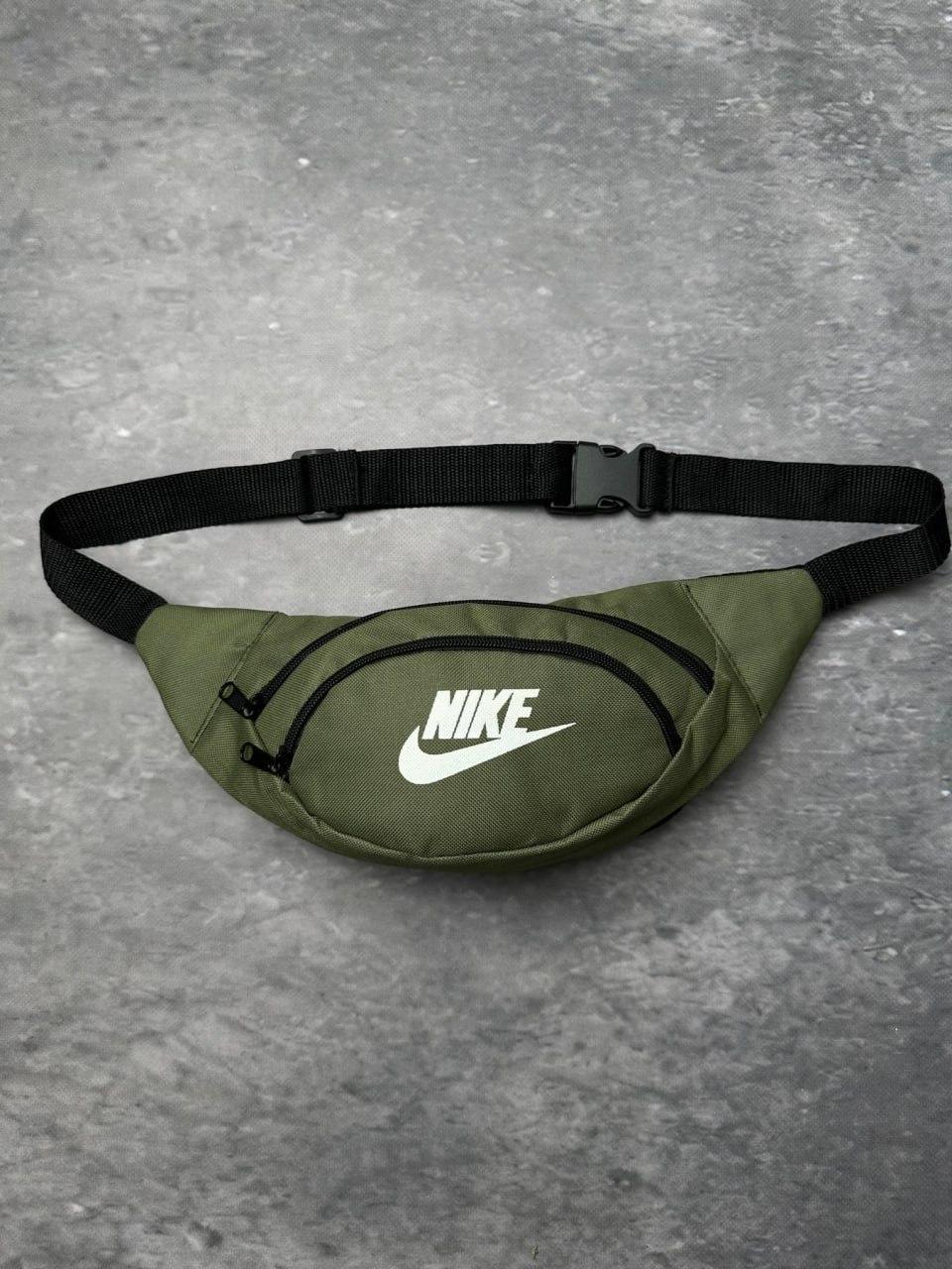 Сумка через плече чоловіча Nike хакі бананка поясна з регулятором сумка на пояс найк