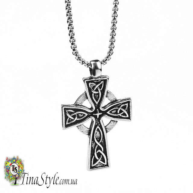 Підвіска кулон Хрест хрестик з ланцюжком унісекс, фото 1
