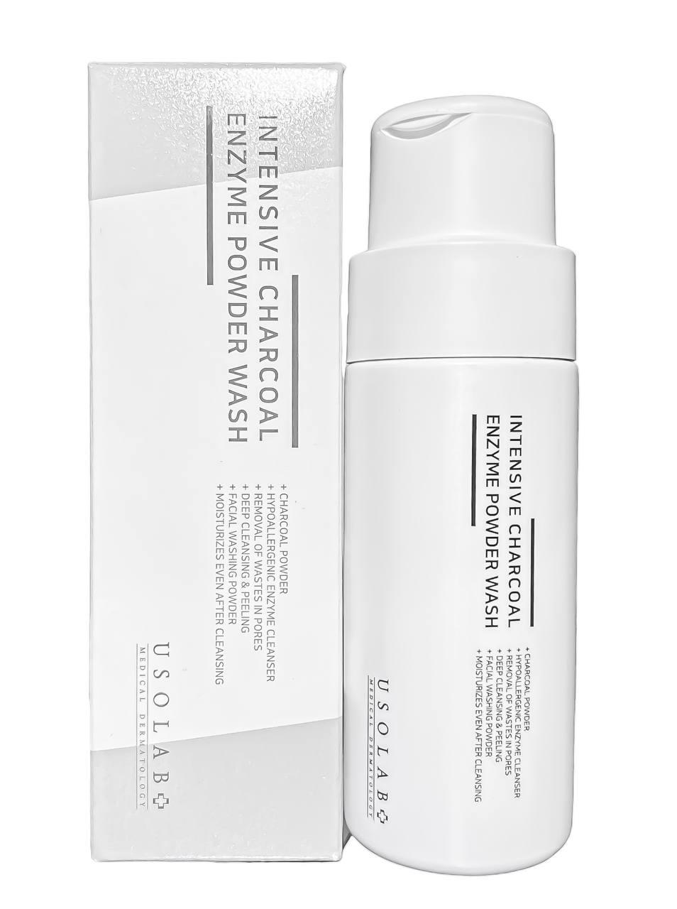 Usolab Intensive Charcoal Enzyme Powder Wash - Очищаюча ензимна пудра з деревним вугіллям, 50 мл