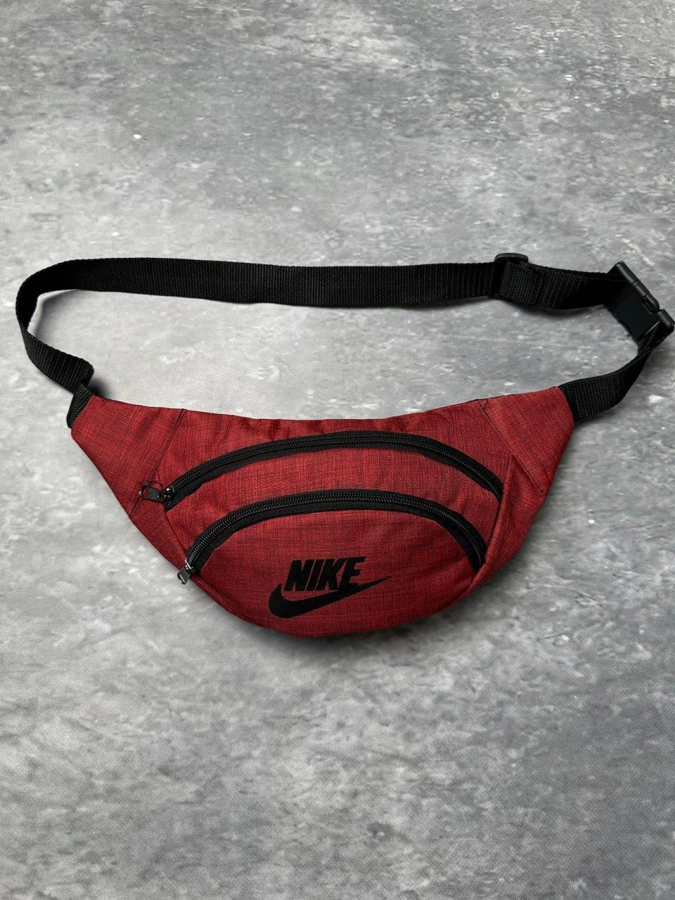 Сумка через плече чоловіча Nike червона бананка поясна з регулятором сумка на пояс найк